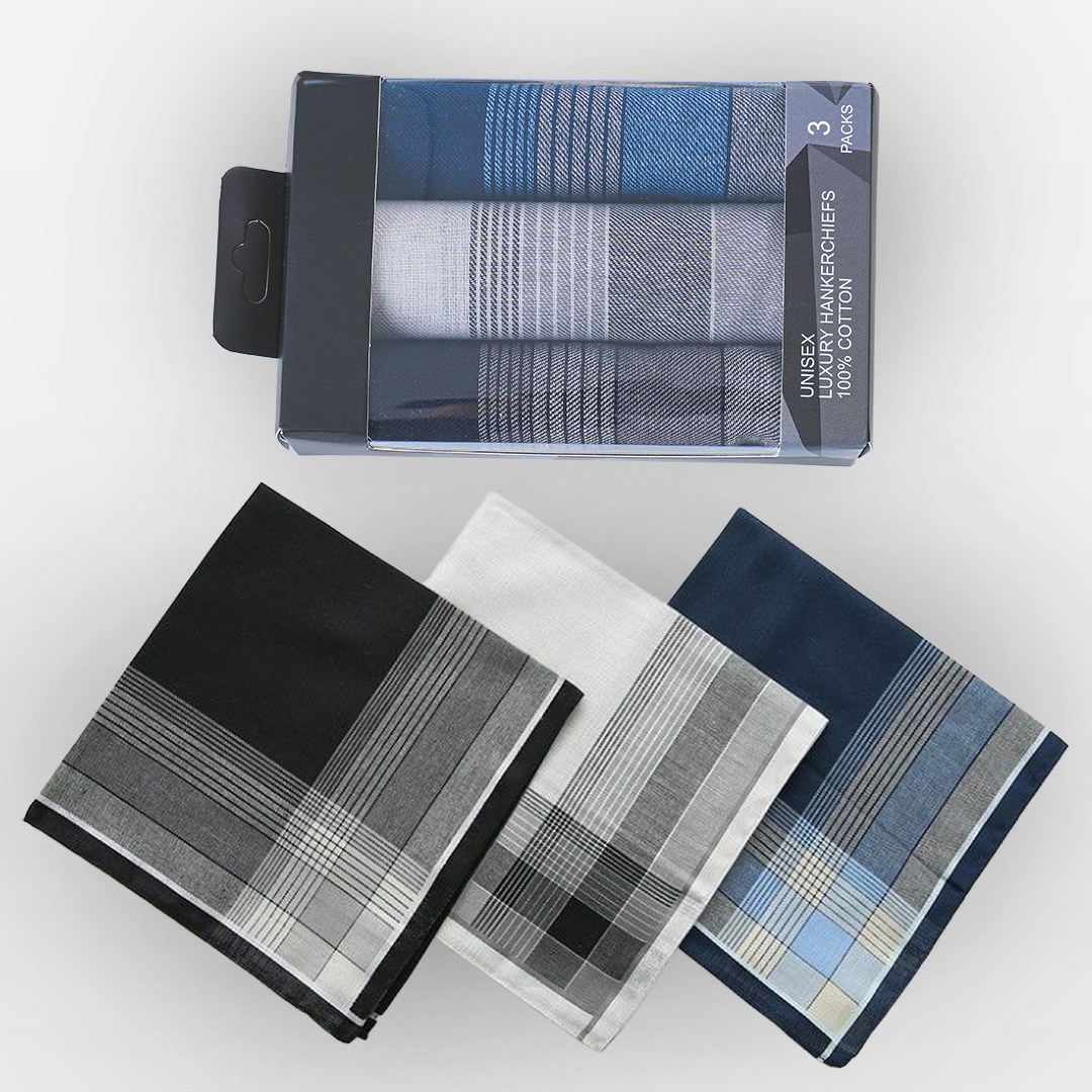 남자손수건 순면 체크무늬 남성 3종세트 8,000원