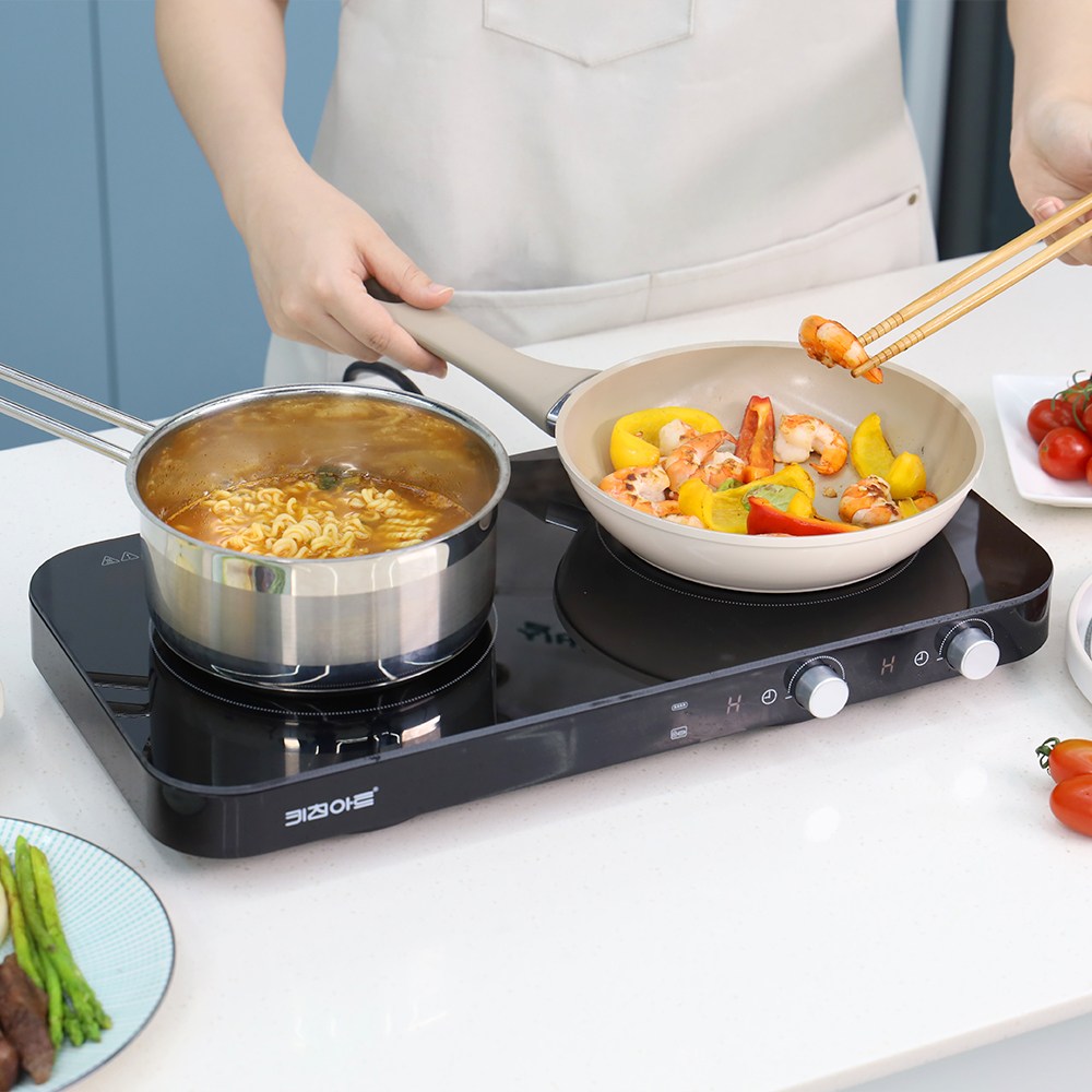 25년 최신형 당일출고 키친아트 인덕션 2구 블랙 전용그릴 인덕션매트 2매 증정 129,000원