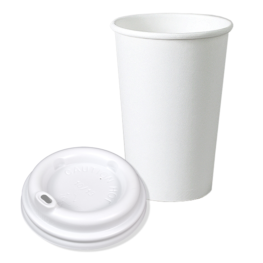 13온스 (390ml) 종이컵 + 타공형 백색 리드 200개 세트 종이컵 뚜껑포함 63,400원