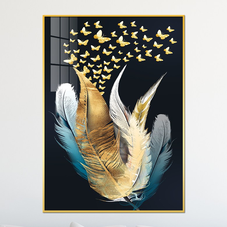 아트블루 돈 돌어오는 풍수 인테리어 액자 그림, 3_황금 나비떼와 깃털 28,530원