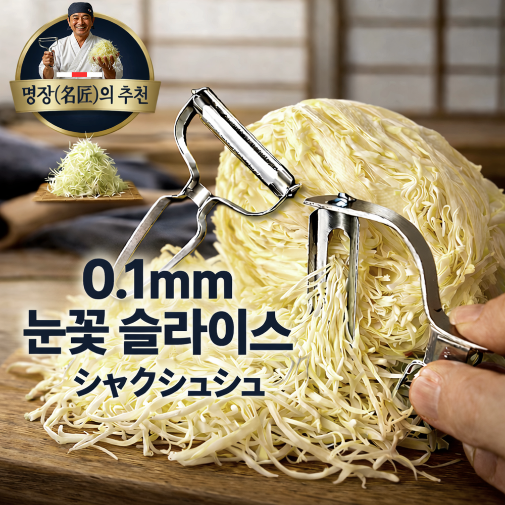 엠페토 샥슈슈 양배추 채칼 올스텐 슬라이서 다용도 만능 와이드 오이 애호박 당근 양파 사과 채썰기 과일 껍질 깎기 필러, 1개, 실버 9,950원