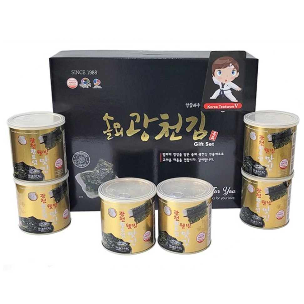 HACCP)) 솔뫼 황토염 광천김 6캔 선물세트(황토염 소진시 아보카도 대체) 32,000원