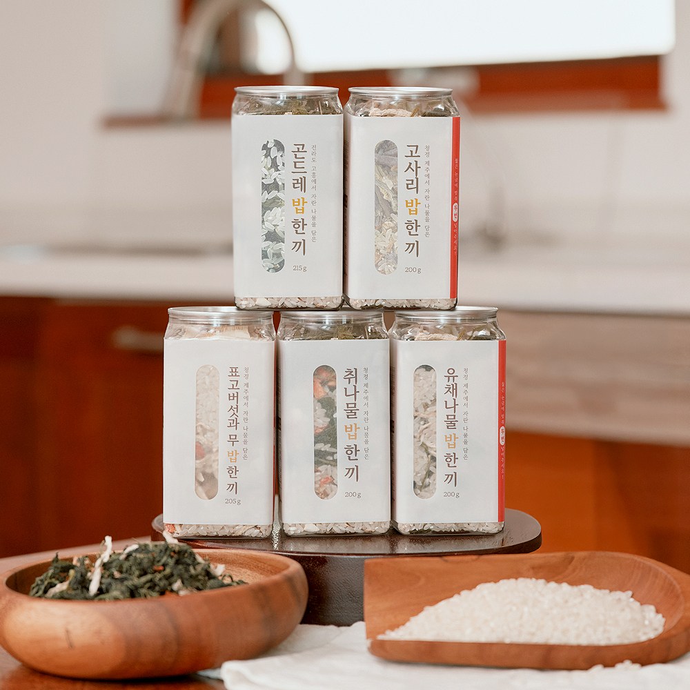 밥솥에 부어만주세요. 쌀과 건강나물의 만남, 잇더밀 _곤드레, 취나물, 유채나물, 표고버섯과무, 고사리 나물 밥 한끼, 1세트, 1.02kg 43,900원