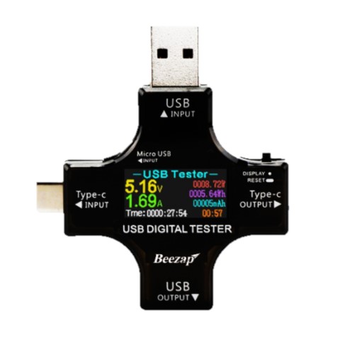 비잽 타입C USB 3.0 전압 전류 컬러 테스터기, 1개 21,500원