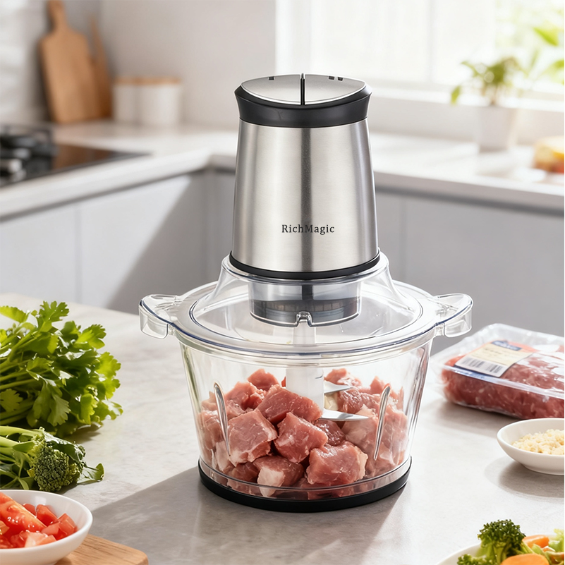 RichMagic 멀티 전동다지기 후드믹서 1.5L유리 다용도 고기 야채 다지기, 1.5L, 스텐, LB7004A 56,850원