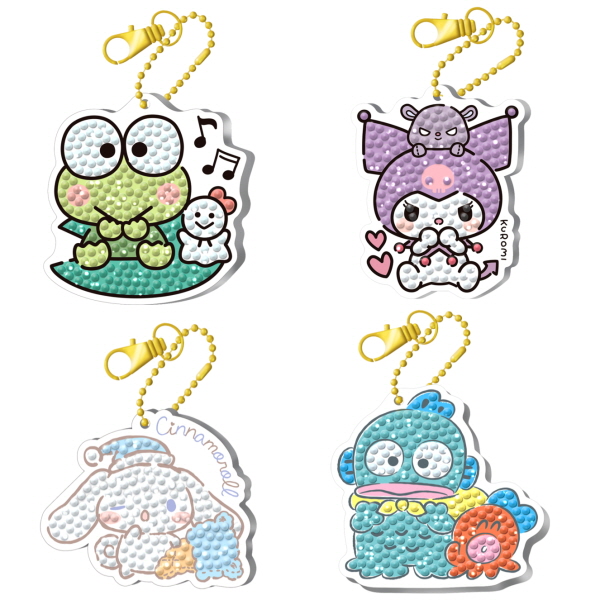 산리오 캐릭터즈 보석 십자수 키링 4종세트 2026년신상 시나모롤/케로케로케로피/쿠로미/한교동 18,900원