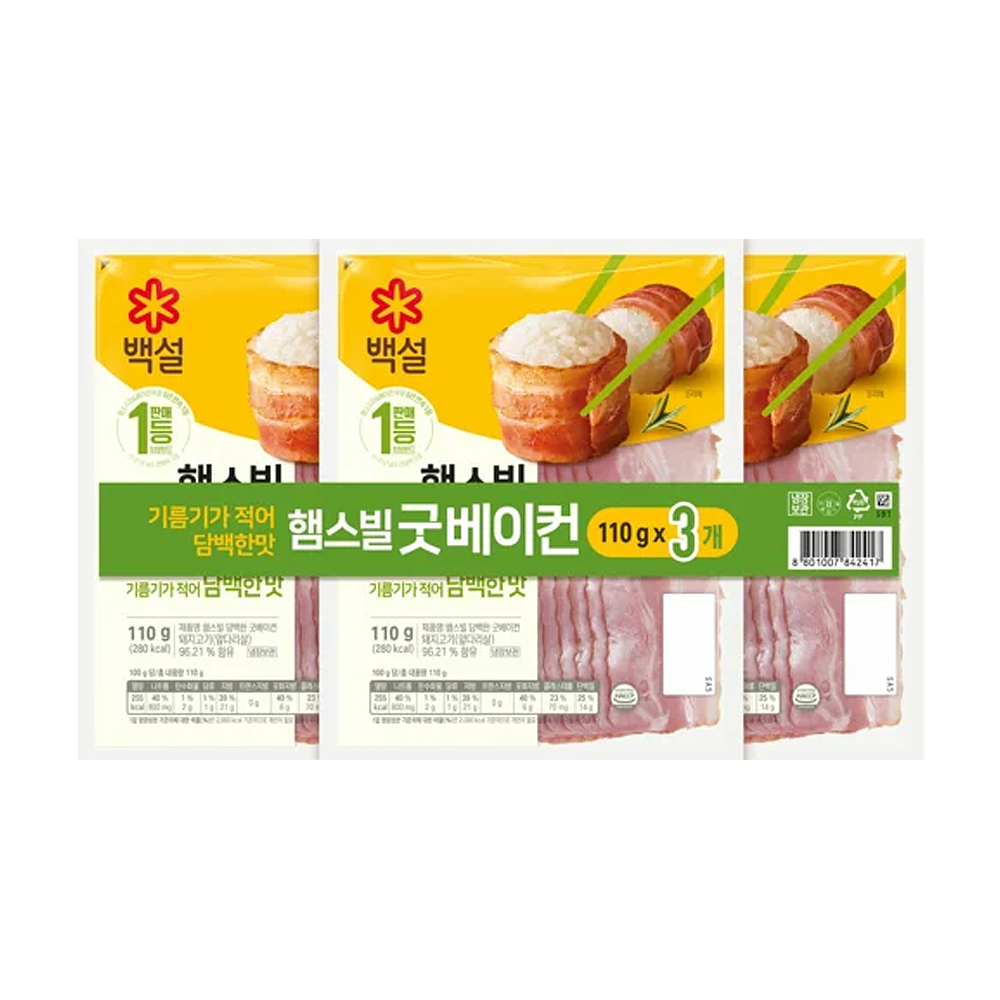 CJ 백설 햄스빌 굿베이컨, 110g, 12개 24,500원