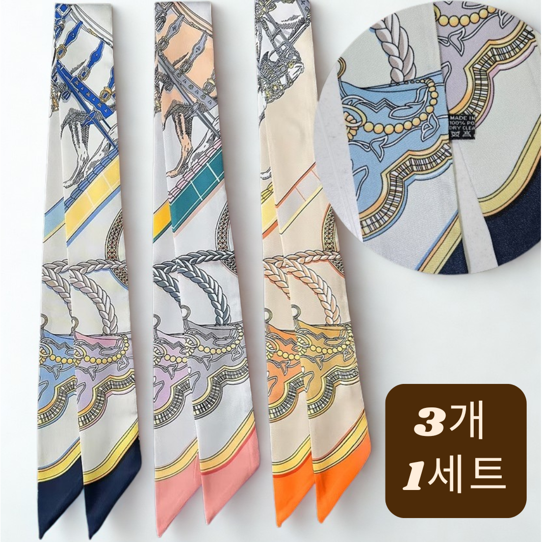 [3개 1세트] 방도 스카프 쁘띠 머플러 럭셔리 미니 스카프 하객룩 15,900원