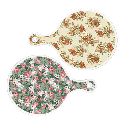 로엠디자인 원형 서빙 도마 보드 2p 두목색플라워 세트 7,380원