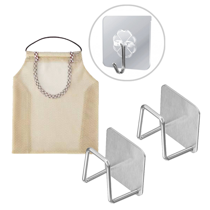 [MKG] 야채 양파 보관망+ 거치대 2P [사은품 무타공 접착 후크 1P], 1개, 베이지 11,720원