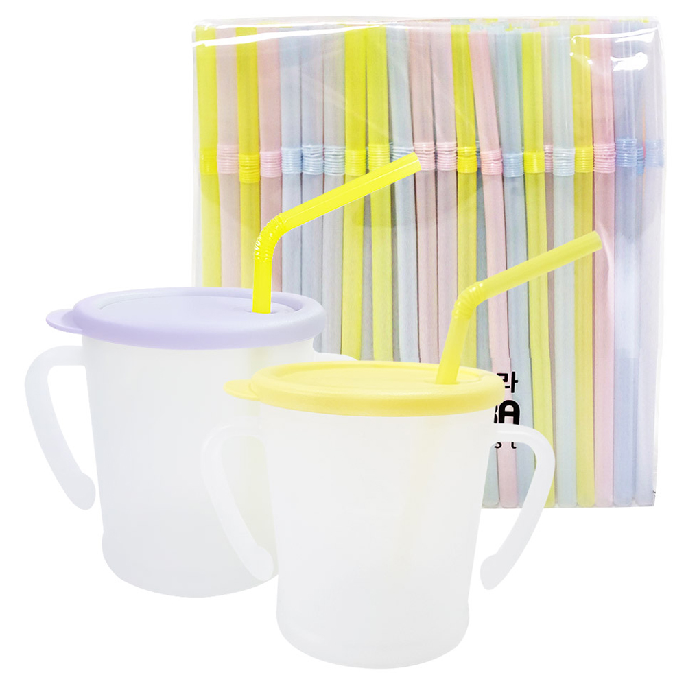 아가프라 매직빨대컵 2p + 빨대 200p, 1세트, 옐로우 + 라벤더 25,430원