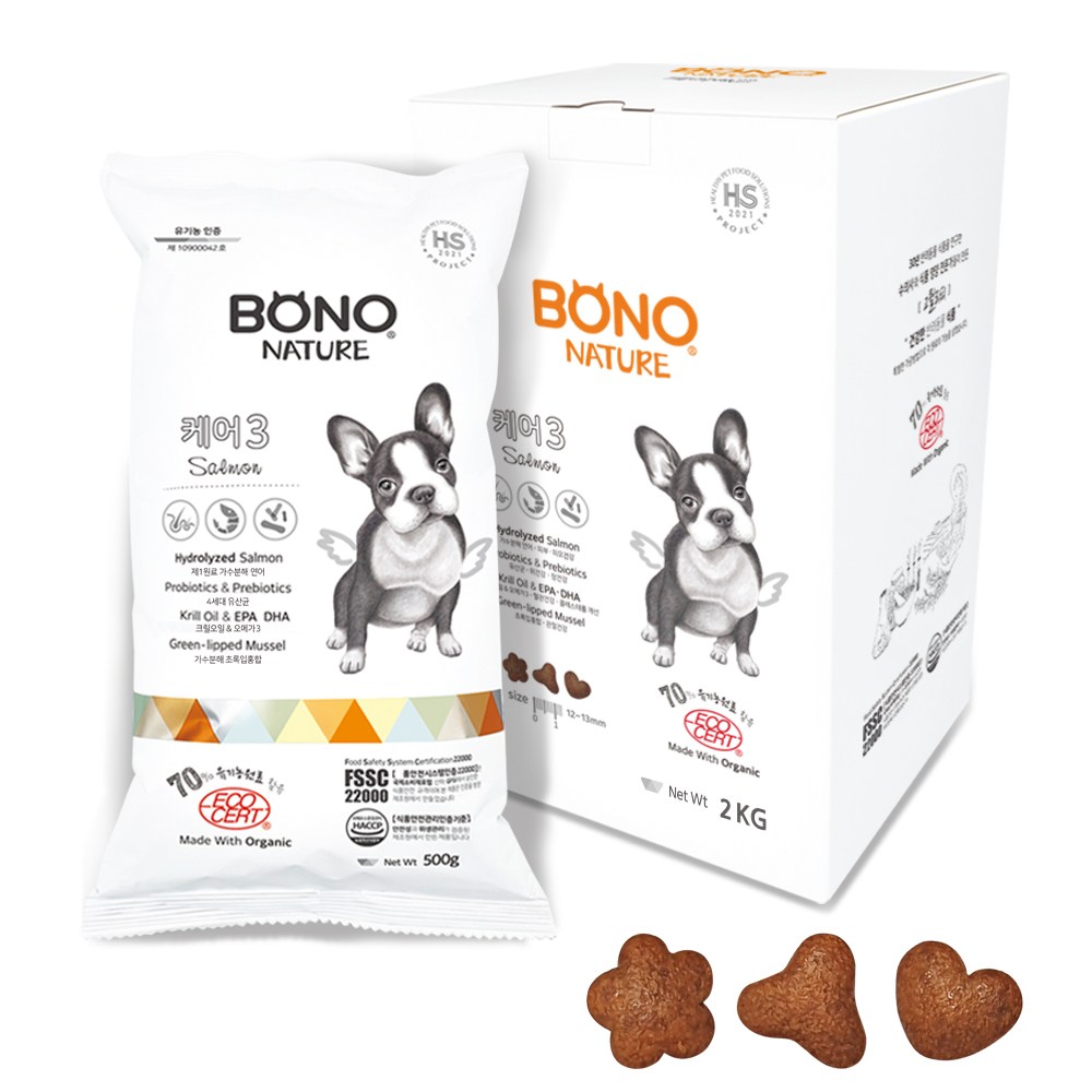 보노네이처 강아지 케어3 유기농70% 피부알러지 앤 눈물 전연령 건식사료, 피부/알러지/눈물, 2kg, 1개 25,170원