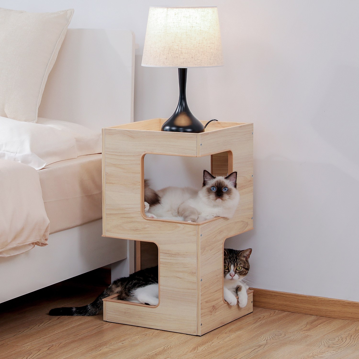 PAWZ Road  3단 원목 고양이 하우스 숨숨집 , 복층 캣타워 스크래쳐 협탁 43,130원