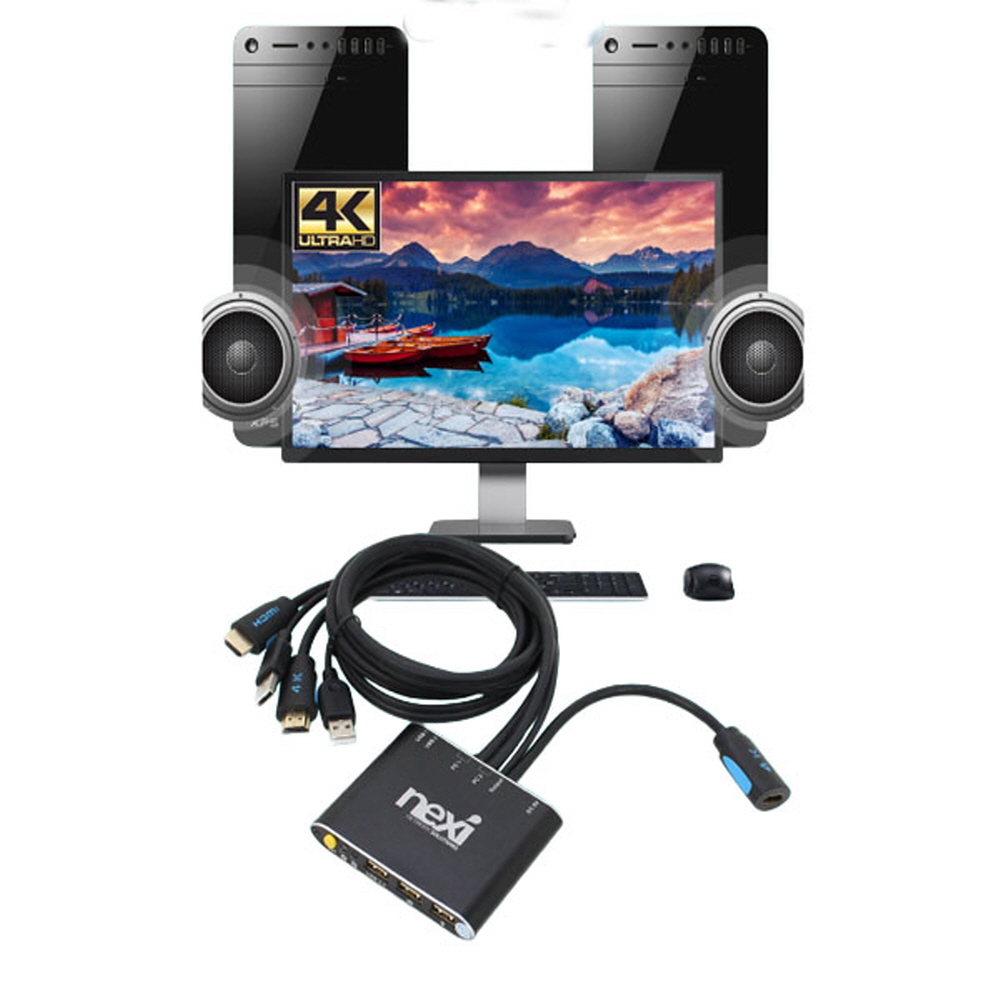 고해상도 KVM스위치 4K HDMI 2포트 USB KVM 컴퓨터 본체2대 EDID 키보드 마우스 모니터 공유기 선택기 66,000원