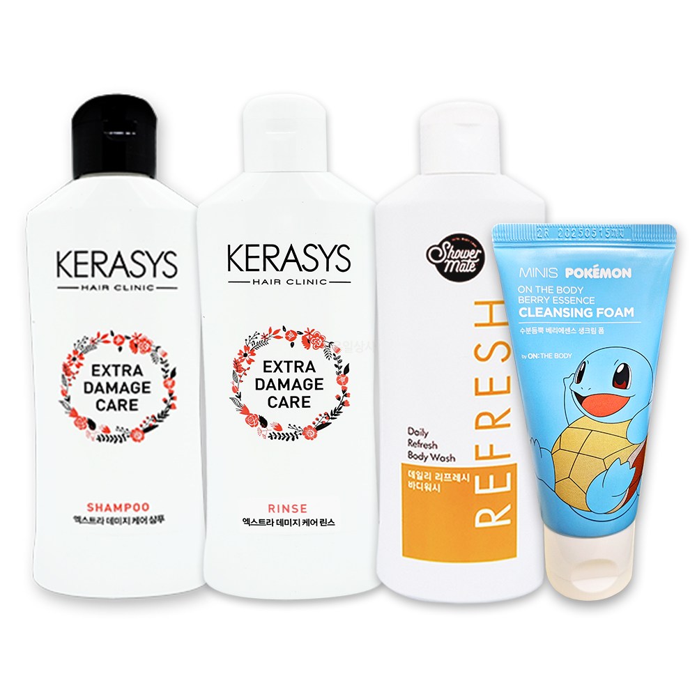 애경 여행용 휴대용 헬스 세트 4종 샴푸 린스 바디 폼클렌져, 1세트 9,500원