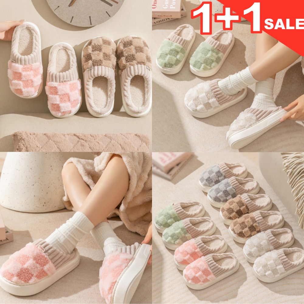 남녀공용 따뜻 폭신 체스 털 슬리퍼 커플 털실내화 실내 슬리퍼 방한 거실화, 2켤레 세트 13,900원