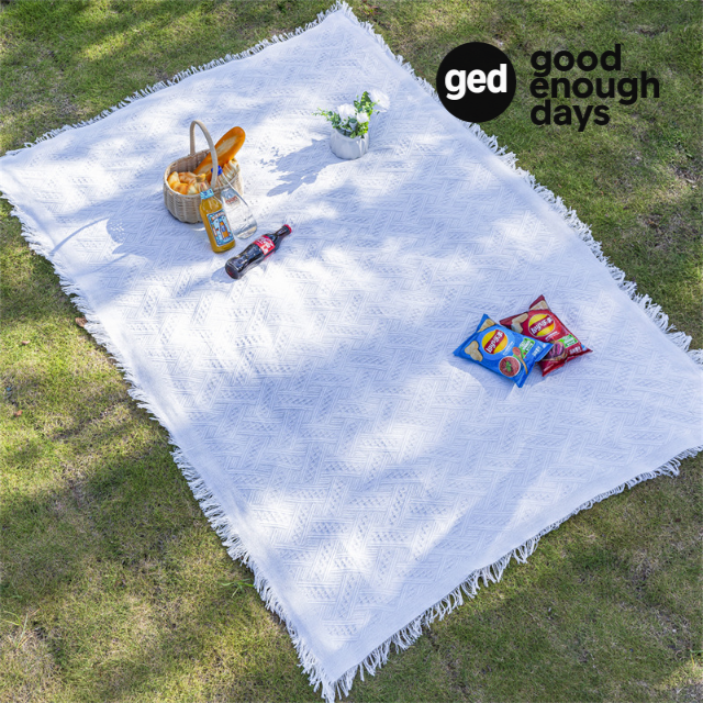 [굿이너프데이즈] 코튼 감성 피크닉 돗자리 매트 내추럴 프린지  감성 캠핑 소풍 피크닉 매트 13,400원