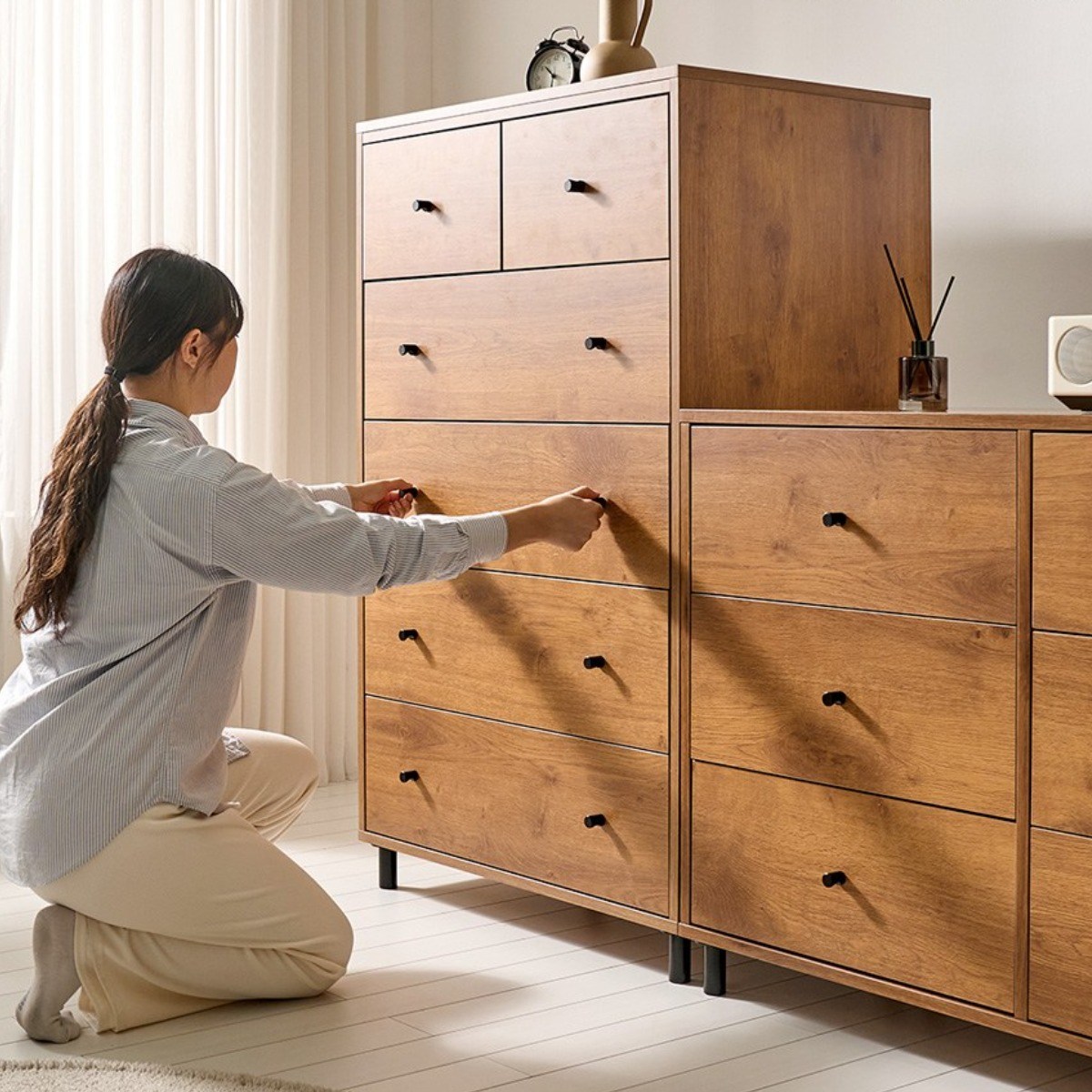 파로마 소호 속깊은 칸칸 서랍장 6단 900 드레스룸 침실 인테리어 E0 옷장 수납장, 화이트, 6단 259,000원