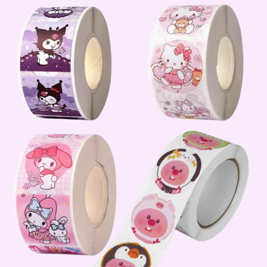 산리오 2000장 롤 스티커 헬로키티 쿠로미 마이멜로디 잔망루피 세트 7,000원