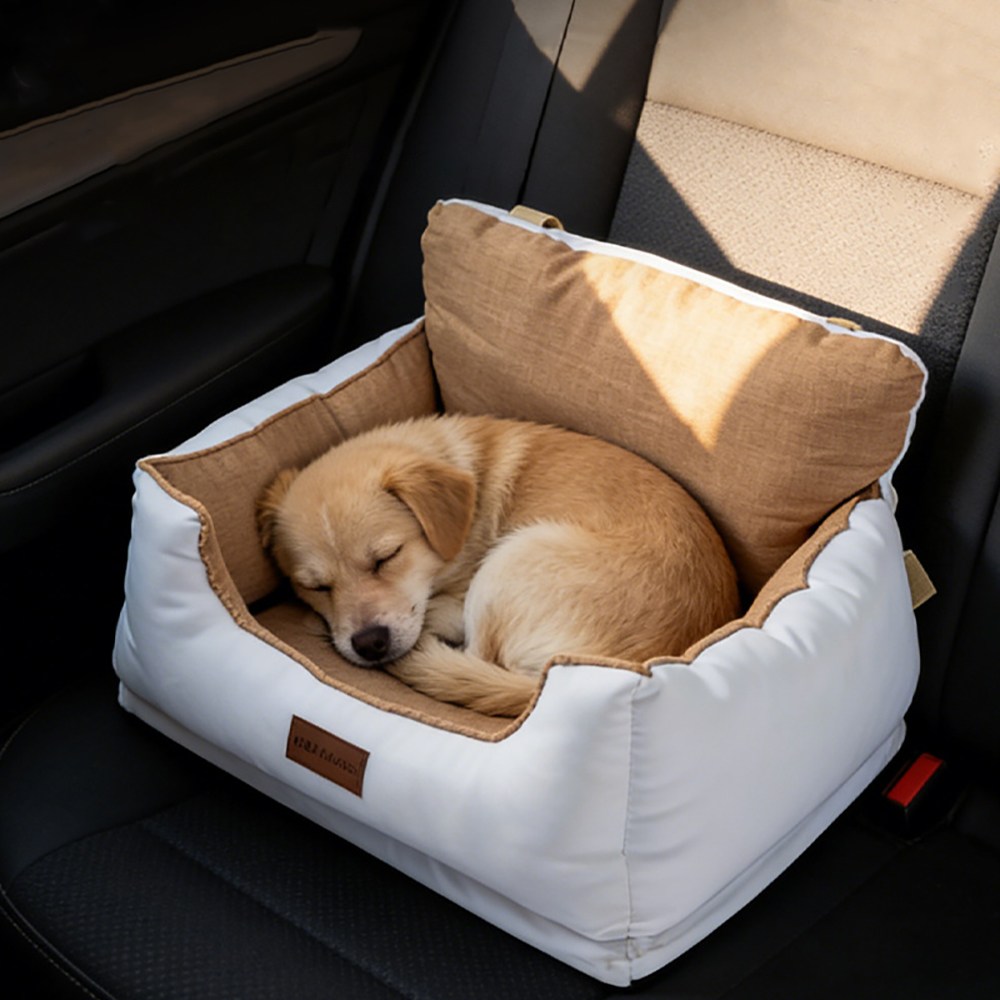 유미코 차량용 강아지 카시트 휴대용 애견 집 반려견 자동차시트, 1개, 화이트+브라운 36,800원