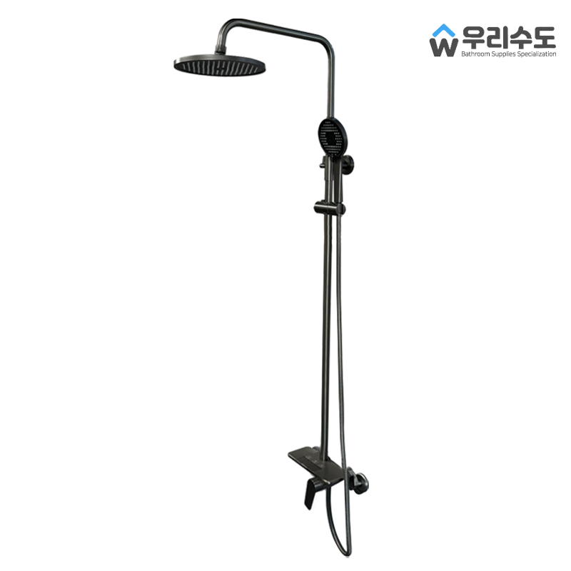 우리수도 욕실용 폭포수 버튼식 해바라기 샤워기 레인수전, 다크그레이, 1개 170,000원