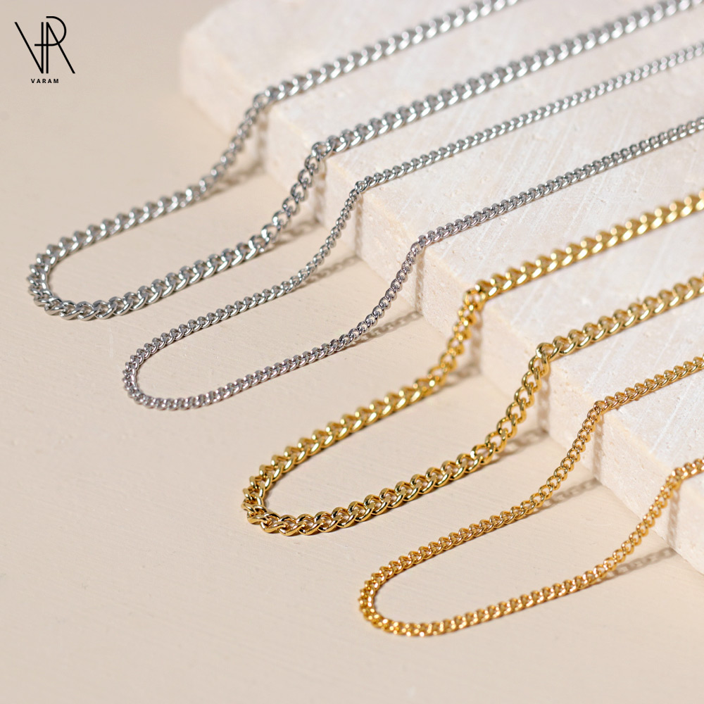 VARAM 써지컬스틸 1.5mm 2mm 플랫 반짝 체인 목걸이 12,900원