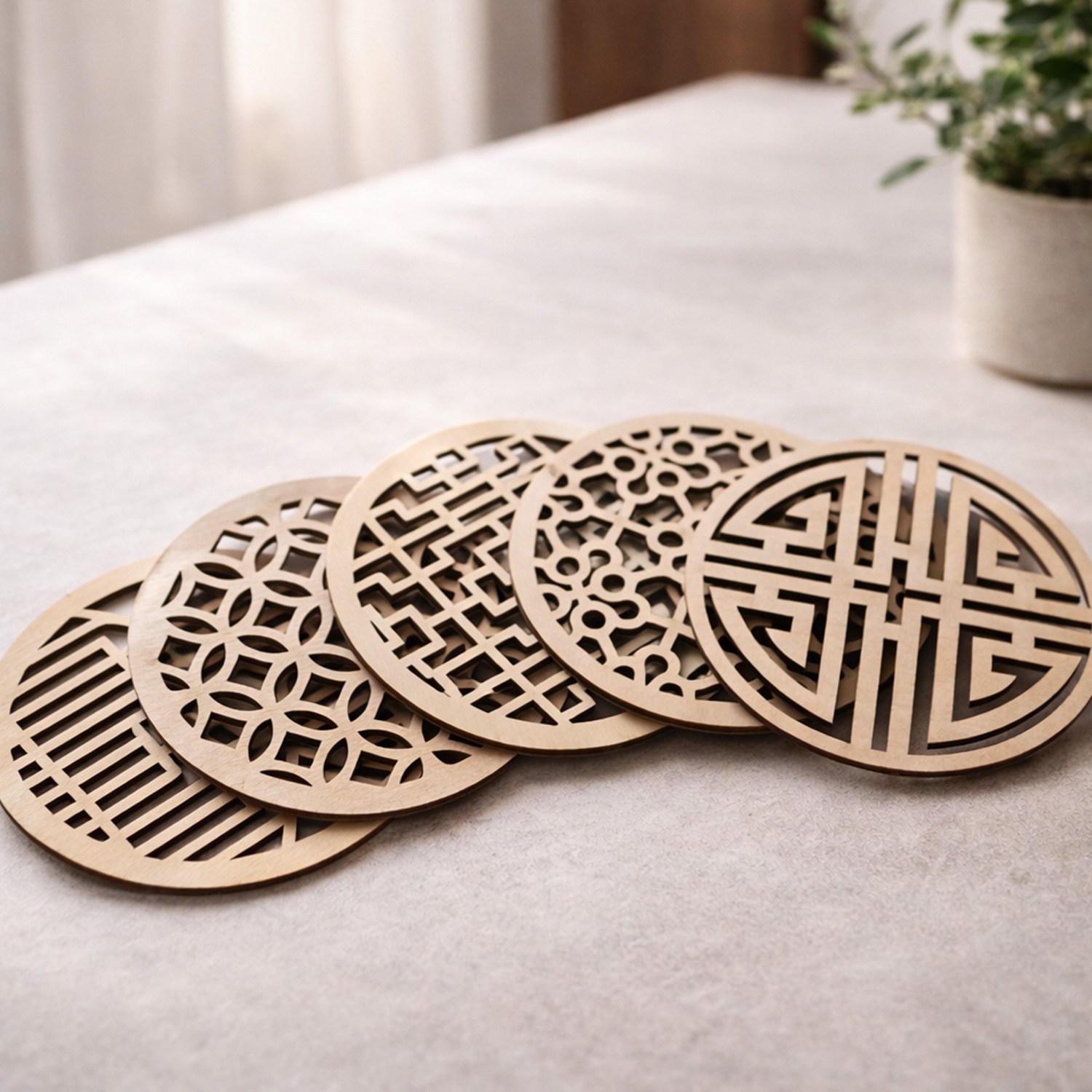 한국민예 우드 컵받침 4P 세트, 4개, 우드 6,000원