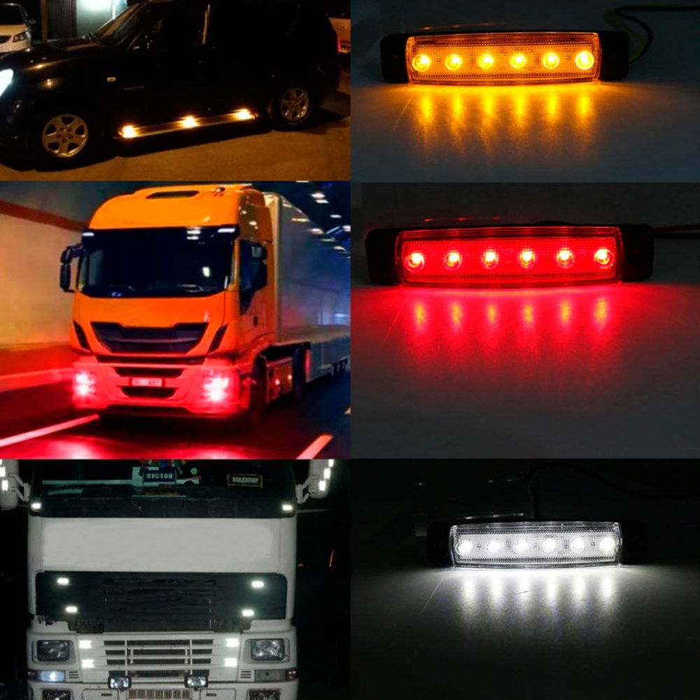 라크 6구 LED 차폭등 (12/24V) 사이드등 화물차 탑차 차량용 램프, 옐로우1P, 1개 2,500원