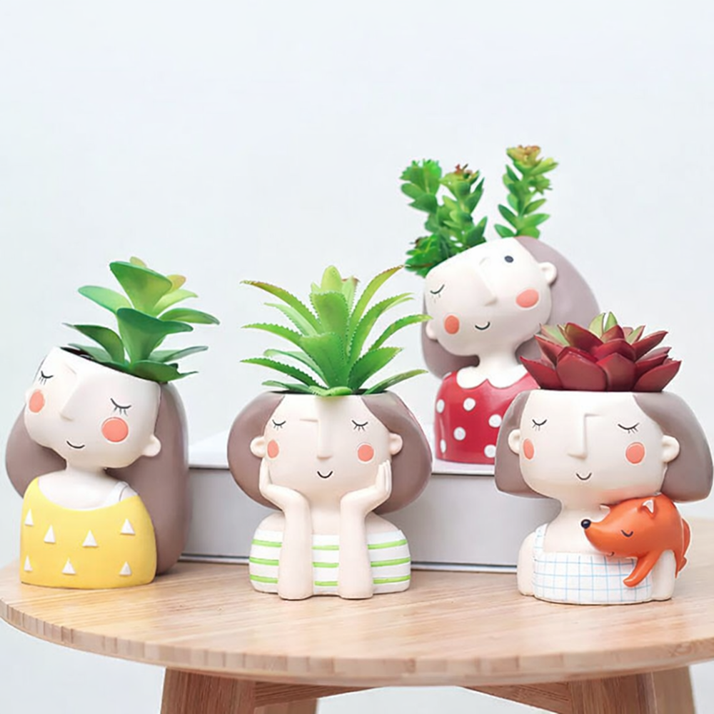미니 다육이 화분 인테리어 테이블 장식 소녀 표정 화분, 1개, 4종 20,240원