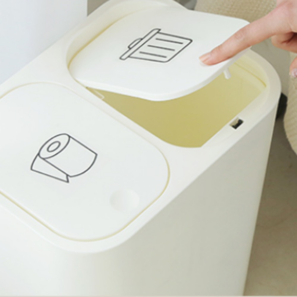 미니 슬림 원터치 이단 분리형 분리수거 인테리어 휴지통 15L, 화이트 13,500원