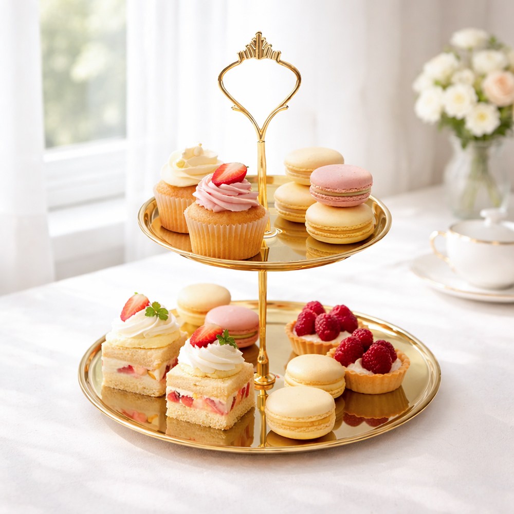 쿠킹홈 테이블리 2단 디저트 트레이(골드), 1개, 골드 7,070원