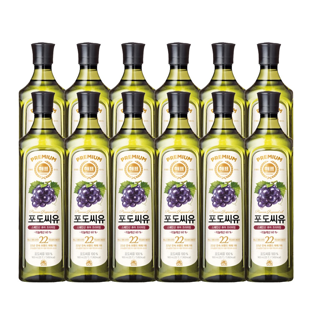 해표 포도씨유, 900ml, 12개, 현재가 66,250원