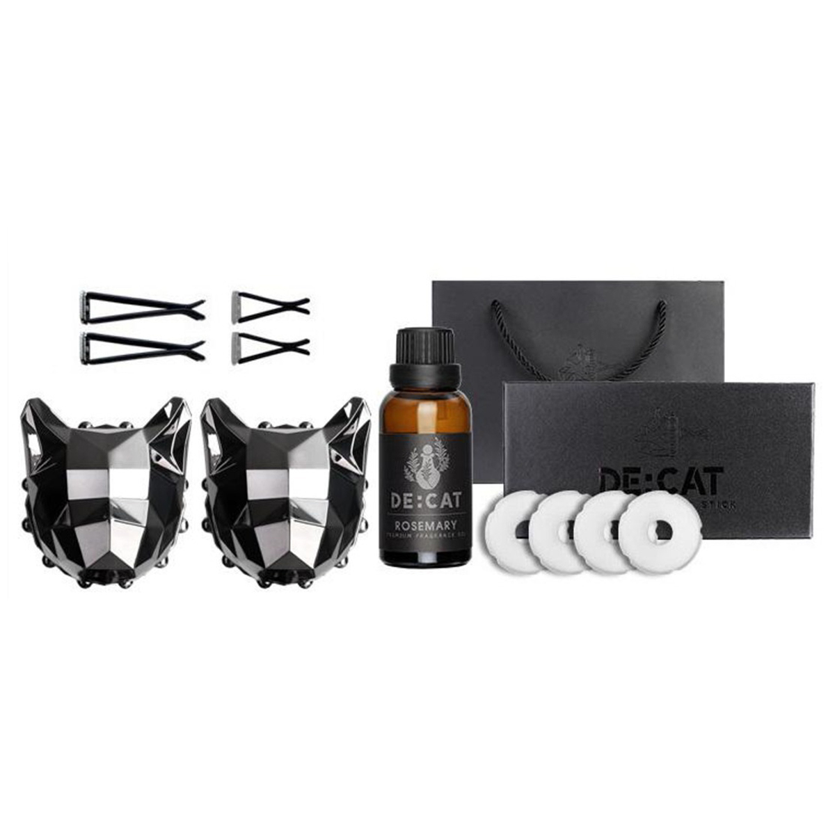 디캣 차량용 방향제 미러그레이 2p + 리필액 30ml + 일반클립 2p + 장클립 2p + 리필링 4p + 포장박스 + 쇼핑백 세트 전차종호환, 1세트, 블랙체리향 33,400원