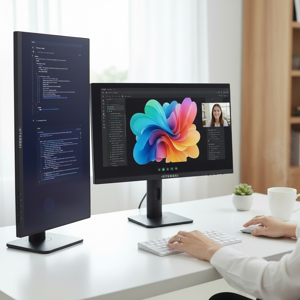 현대 HYUNDAI 24인치 FHD 멀티스탠드 캘리브레이션 진짜색감 무결점 시력보호 3포트 모니터 HD240KDL, HD240KDL, 60.5cm 134,000원