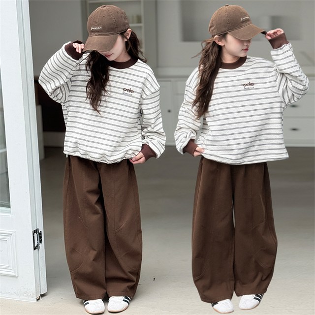 비비키드여아 봄 가을 신상 초등생 무의 영문 긴팔 상의 초중생 하의 긴바지 주니어 세트 초등생 상의+하의 (2608) 41,800원