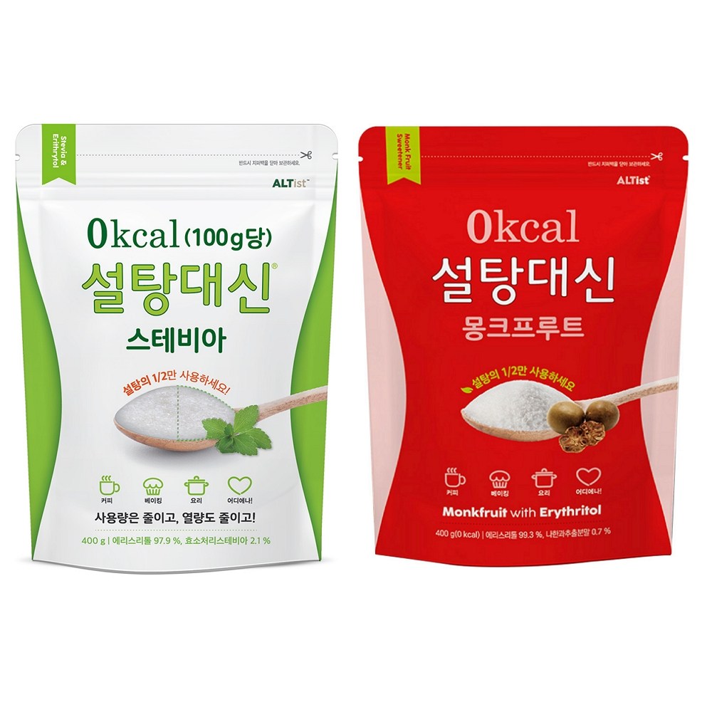 설탕대신 스테비아 에리스리톨 스테비아 400g + 몽크프루트 400g 19,600원