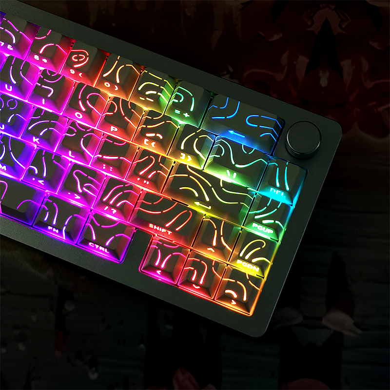 ZEN 커스텀 키캡 -  블랙/화이트 컨투어 라인 4.0, TKL/풀배열 투광 패턴 키캡, 기계식 키보드 키캡, PBT Cherry(체리) 키캡 17,900원