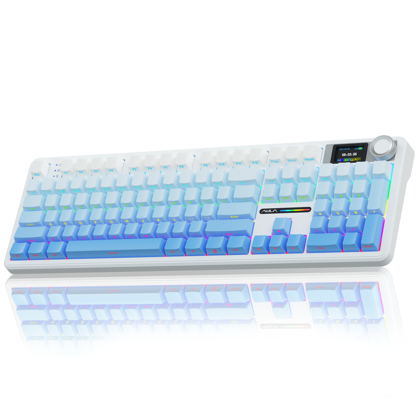 AULA 유선/무선 독립 키보드 LEOBOG 기계식 키보드, F108Pro그라데이션 블루색, RGB 무선 119,800원