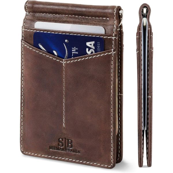 남자 반지갑 남자친구 기념일선물 아빠 SERMAN 브랜드 RFID 차단 지갑 슬림 바이폴드 머니 클립 선물을 받은 남성용 순정 가죽 미니멀리스트 프론트 포켓 72,100원