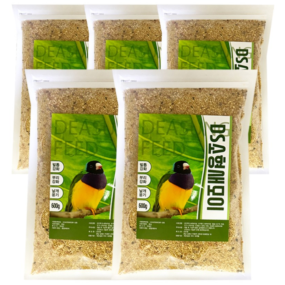 DS소형새모이 새모이 새사료 새먹이 흰치 잉꼬 금화조 카나리아 호금조 십자매, 5개, 600g 16,500원