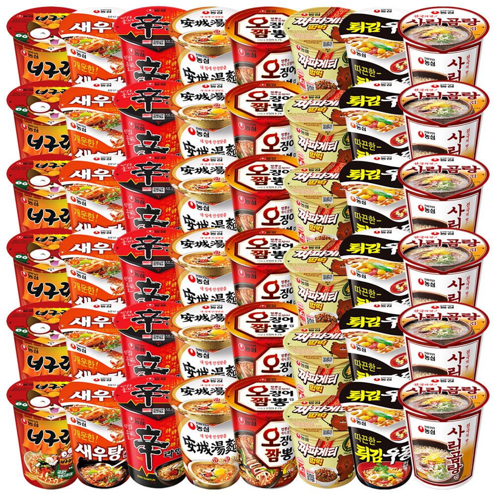 농심 소컵라면 6개씩 총 48개 (너구리+새우탕+신라면+안성탕면+오징어짬뽕+짜파게티+튀김우동+사리곰탕) 51,990원