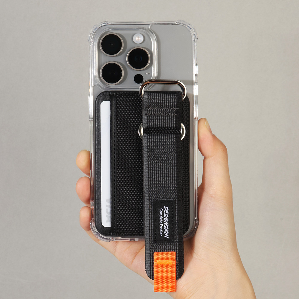 디자인스킨 맥세이프 카드지갑 스포티 스트랩 카드포켓 부착형, 1개, 스포티스트랩(블랙) 34,800원