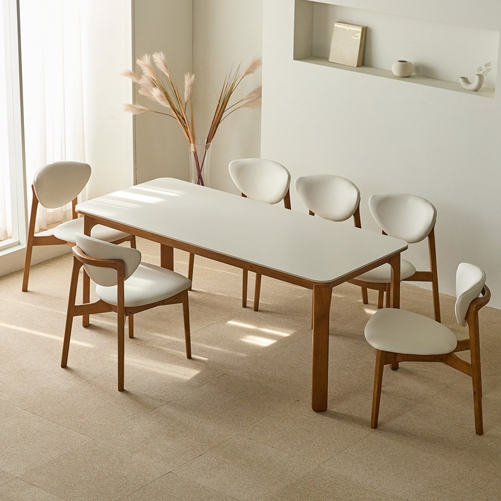 파로마 플렌 세라믹 원목식탁 다렌B 의자 세트 6인용 1800 (의자6), 상세 설명 참조, 옵션선택:월넛(베이지) 의자B 세트 989,000원