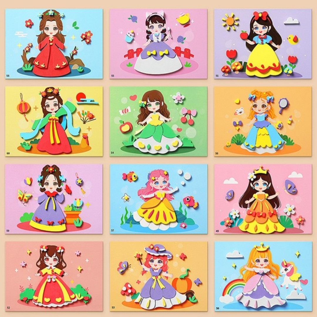 EVA 스티커 유아 만들기 놀이 집콕놀이 어린이 미술놀이 그림그리기 동물스티커 자동차스티커 바다물고기스티커, 12세트 10,500원