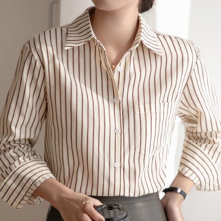 초오롱 여성 블라우스 데일리 스트라이프 긴팔 여성 셔츠 SY 201 19,800원