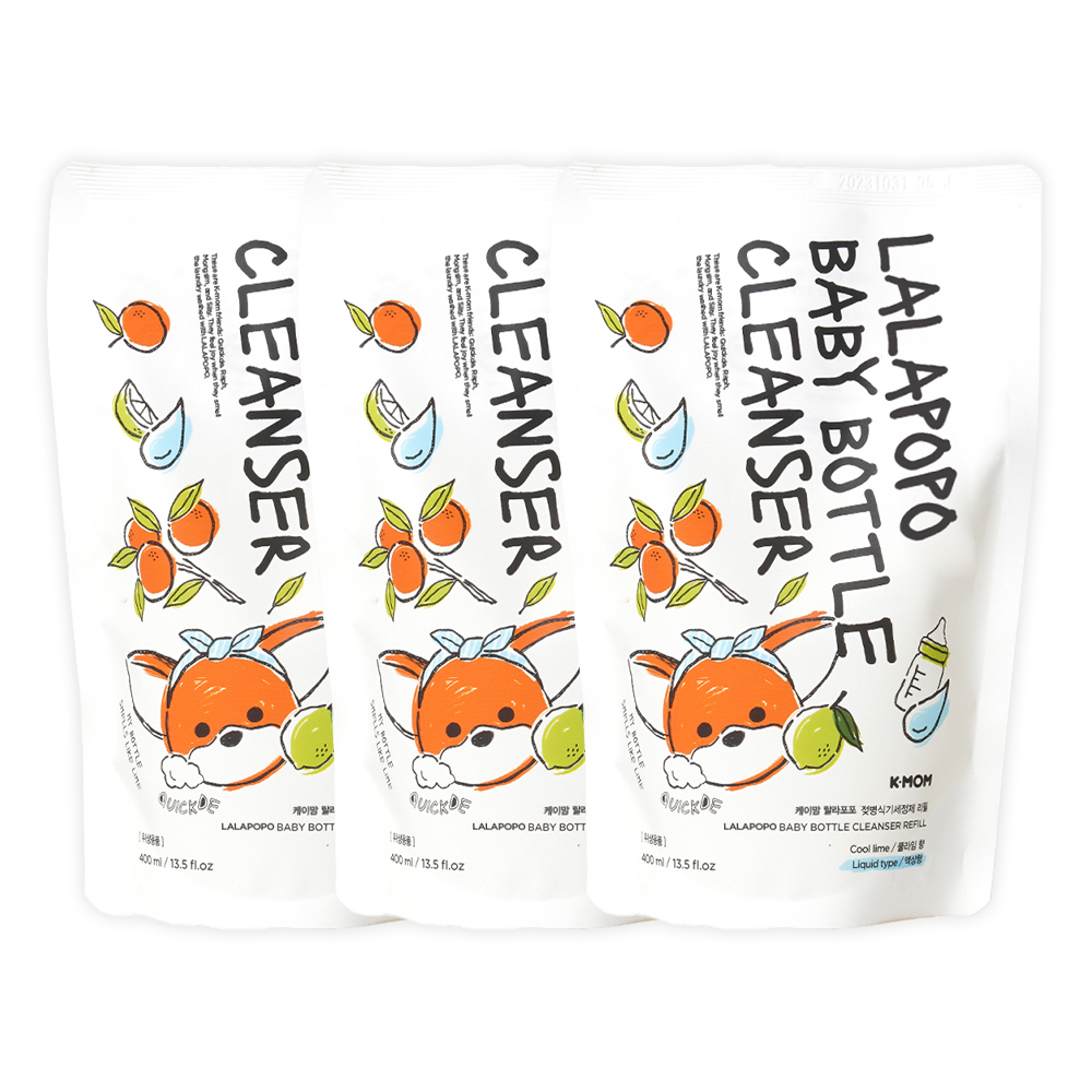 케이맘 랄라포포 유아용 젖병식기세정제 액상형 리필 쿨라임향, 400ml, 3개 8,400원