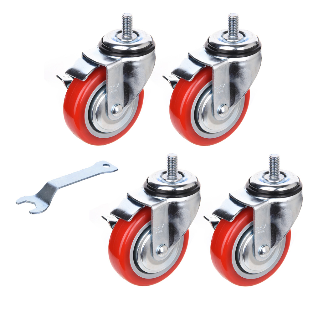 우레탄 저소음 고탄성 3인치 4인치 5인치 회전 회전브레이크 볼트 캐스터 바퀴 4개 세트, 4개 24,600원