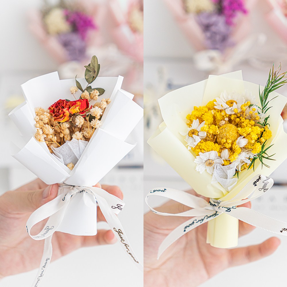 화예원 납골당 부착식 미니 꽃다발 성묘 꽃 답례품 프리저브드 드라이플라워 조화 10,000원