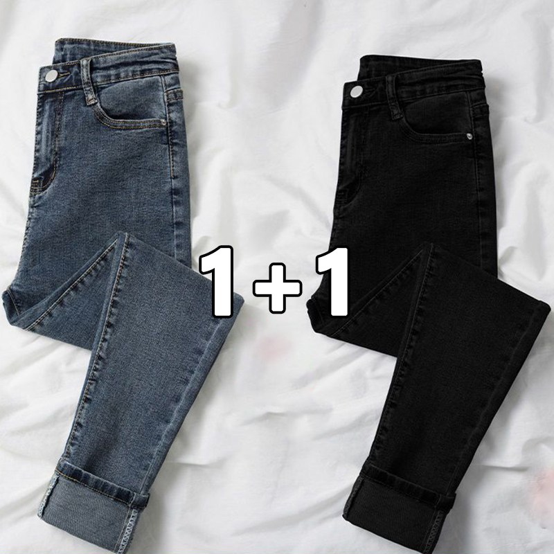 꽃소담 여성 1+1 빅사이즈 슬림핏 스판 9부 긴 스키니진 QL74 29,900원