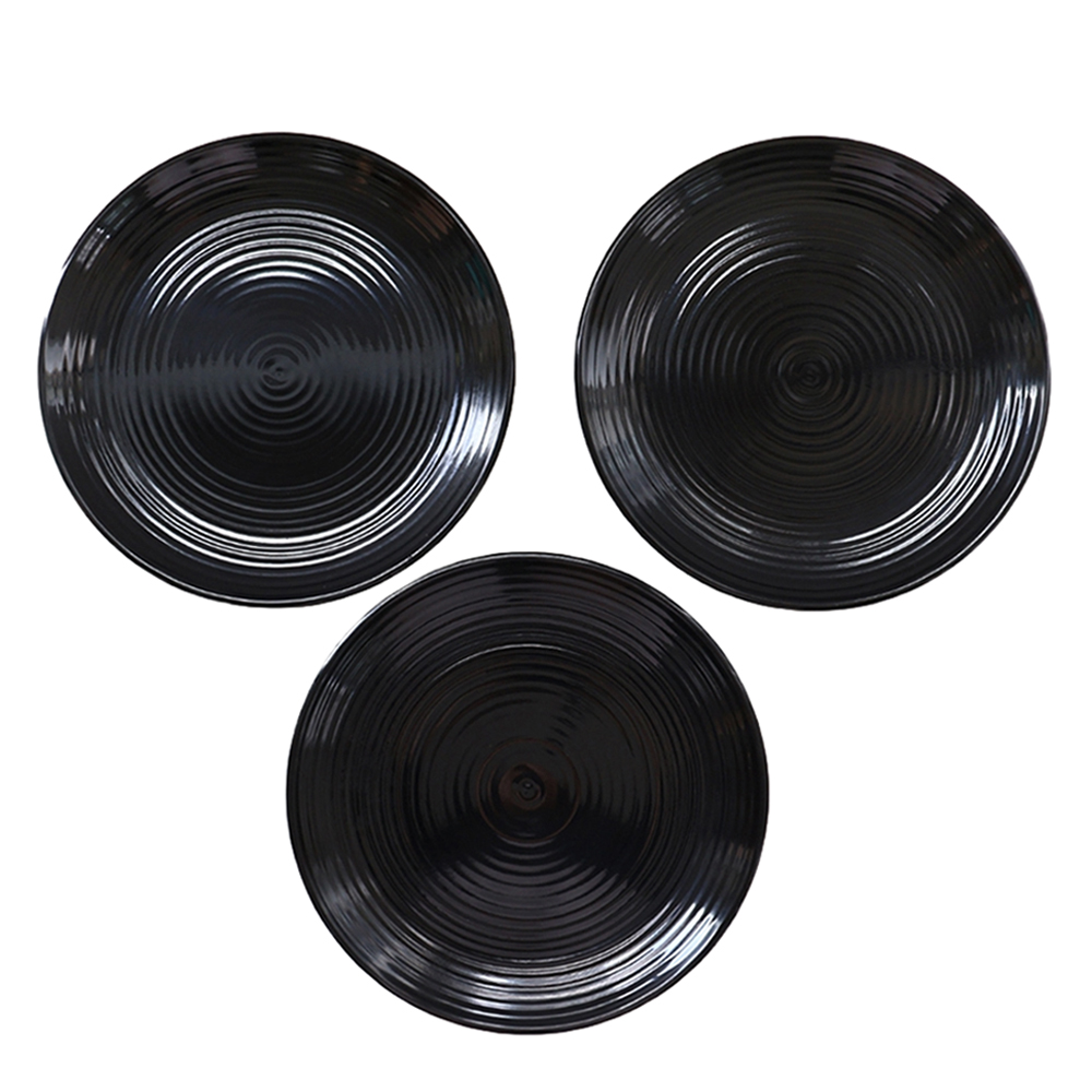 세화통상 크라운 멜라민 그릇 줄접시, 검정색 유광, 3개 30,000원